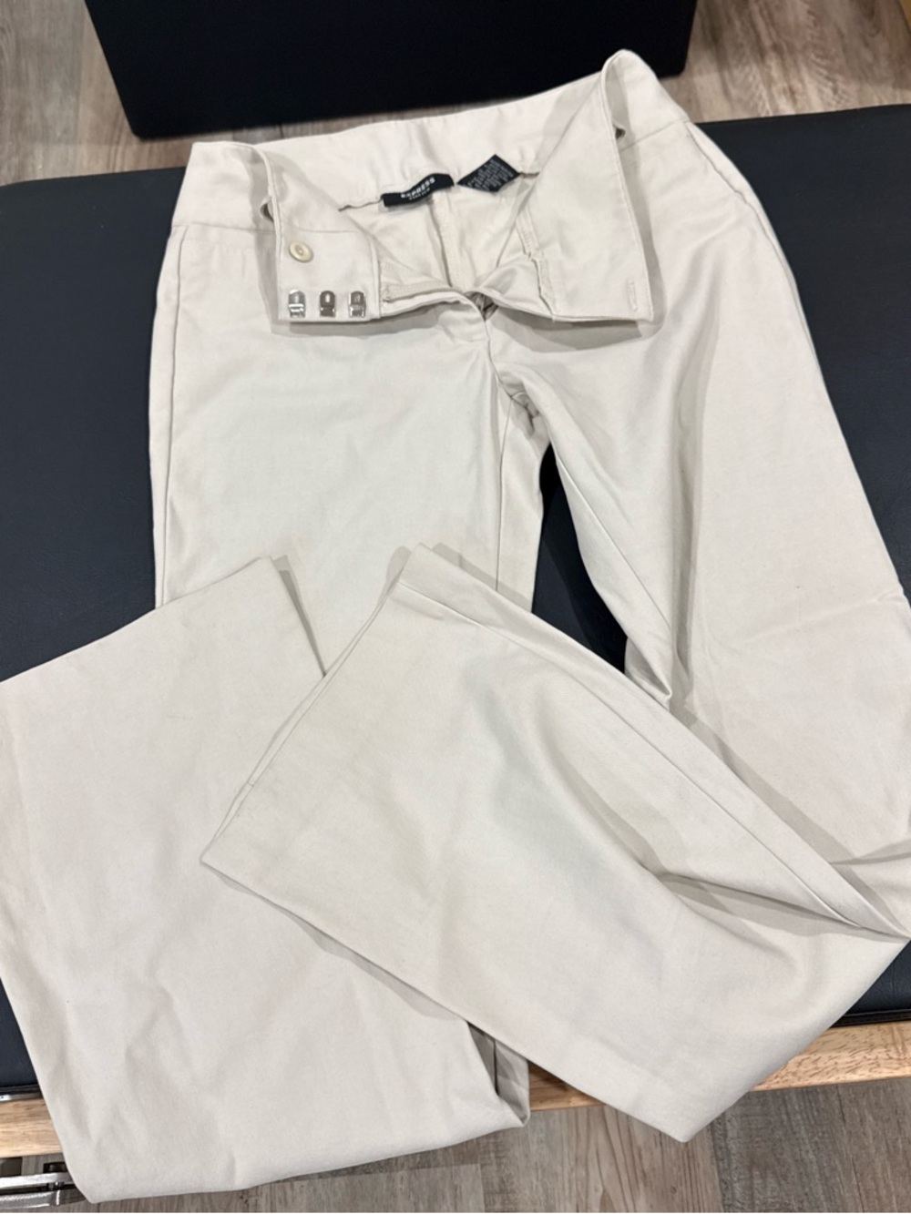 Express Light Beige Straight-Leg Trousers